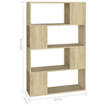 Book Cabinet Room Divider Sonoma Oak 80x24x124.5 cm Engineered Wood 809137