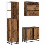 Bathroom Furniture Set with Door 3 pcs Old Wood Engineered Wood 3402521