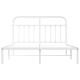 Metal Bed Frame without Mattress with Headboard White 150x200cm 352629