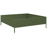 ZNTS Garden Raised Bed Olive green 100x100x33.5 cm Steel 851027