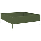 Garden Raised Bed Olive green 100x100x33.5 cm Steel 851027