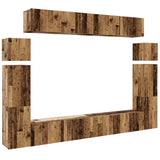 8 Piece TV Cabinet Set Wall-mounted Old Wood Engineered Wood 3329011