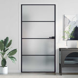 Interior Door Slim Black 102.5x201.5 cm Tempered Glass and Aluminium 155123