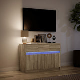 TV Cabinet with LED Sonoma Oak 91x34x61 cm Engineered Wood 852182