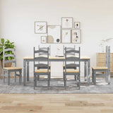 ZNTS 7 Piece Dining Set Panama Grey Solid Wood Pine 3345213