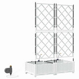Garden Planter 2 pcs White 80 x 40 x 126 cm Plastic 42002918