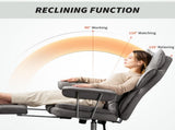 Leathaire Reclining Office Chair with Lumbar Support Pillow - Grey T3398P377420