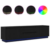 TV Cabinet with LED Lights Black Oak 193,5x41x50 cm 3328436