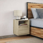 ZNTS Wall-mounted Bedside Cabinet with LED Lights Sonoma Oak 3307979