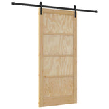 Sliding Door Brown 93 x 202 cm Solid Pine Wood 3333318