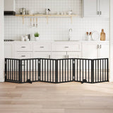 Dog Gate with Door Foldable 6 Panels Black 300 cm Poplar Wood 352189