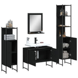 4 Piece Bathroom Cabinet Set Black Engineered Wood 3214359