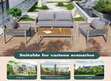 Garden lounge set, garden furniture set with comfortable cushions, double sofa, 2 armchairs and N606P239503E