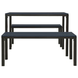 Garden Dining Set Black Steel, Wood Plastic Composites Medium 317139