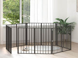 Dog Gate 6 pcs Black 100 x 100 cm Galvanised Steel 891991