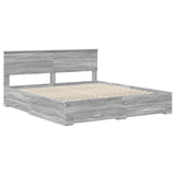 Bed Frame with Drawer Grey Sonoma 200 x 200 cm Engineered Wood 3408227