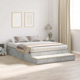 Storage Bed Frame Concrete Grey 150 cm Engineered Wood 3335648