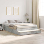 Storage Bed Frame with Door Concrete Grey 236.5 x 150 x 31.5 cm 3335648