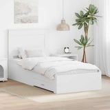 Bed Frame Manual White and Silver 75 x 190 cm Engineered Wood 3410374