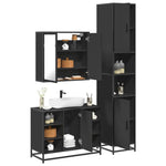 ZNTS 3 Piece Bathroom Furniture Set Black Engineered Wood 3301090