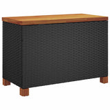 Garden Storage Box Black 80x40x48 cm Poly Rattan Acacia Wood 366282