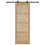 Sliding Door Natural and Black 83 x 232 cm Solid Pine Wood 3333340