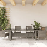Garden Table with Glass Top Grey 240x90x75 cm Poly Rattan 365599