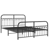 Metal Bed Frame without Mattress with Footboard Black 150x200cm 376620