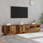 TV Cabinet with LED Lights Old Wood 200x35x40 cm Engineered Wood 3329165
