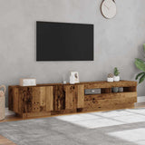 TV Cabinet with LED Lights Old Wood 200x35x40 cm Engineered Wood 3329165
