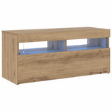 TV Cabinet with LED Lights Artisan Oak 90x35x40 cm Engineered Wood 856308