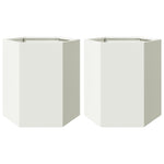 ZNTS Garden Planter 2 pcs White Hexagon 46x40x45 cm Steel 851111