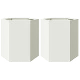 ZNTS Garden Planter 2 pcs White Hexagon 46x40x45 cm Steel 851111