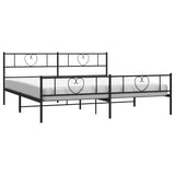 Metal Bed Frame without Mattress with Footboard Black 200x200cm 355488