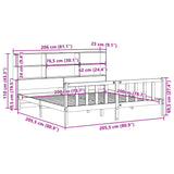 ZNTS Bookcase Bed without Mattress White 200x200 cm Solid Wood Pine 3321713