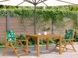 Garden Chairs 2 pcs Leaf Pattern Solid Wood Acacia and Fabric 367661