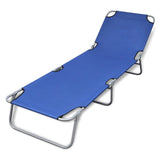 Sun Lounger Blue Powder-coated Steel Frame, Polyester Fabric 41477