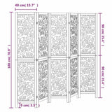 Room Divider 5 Panels White Solid Wood Paulownia 358742