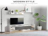 TV Cabinet with Wall Shelf for Wall-Mounted 65" TVs or Standing 40" TVs - White and Grey T3398P342479