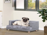 Dog Sofa Bed for Small-Sized Dogs, Elevated Pet Chair PU Cover, Soft Cushion, Cat Couch Lounger T3398P349669