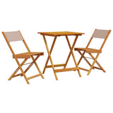 Bistro Set Taupe Solid Acacia Wood, Polyester Medium Foldable 3281762