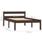 Bed Frame without Mattress Dark Brown Solid Pine Wood 100x200 cm 283203