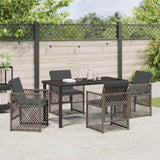 Garden Dining Set 5 pcs Grey Poly Rattan 3380626