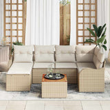 Garden Sofa Set with Storage 7 pcs Beige and Cream Poly Rattan 3356146