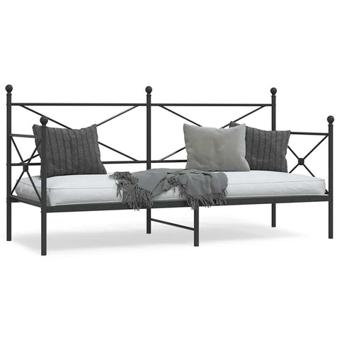 Day Bed without Mattress Black 90x200 cm Steel 4104668