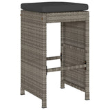 Garden Bar Stools with Cushions 4 pcs Grey Poly Rattan 368690