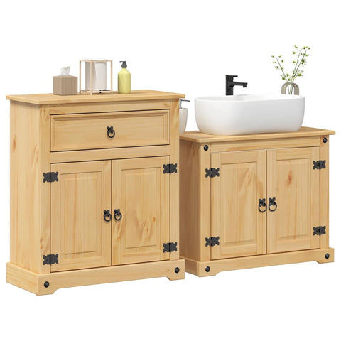ZNTS 2 Piece Bathroom Furniture Set Corona Solid Wood Pine 3334636