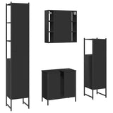 4 Piece Bathroom Cabinet Set Black Engineered Wood 3214770
