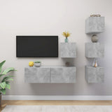 5 Piece TV Cabinet Set Concrete Grey Engineered Wood 3079142