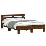 Bed Frame Brown oak Engineered wood, Plywood 3207559